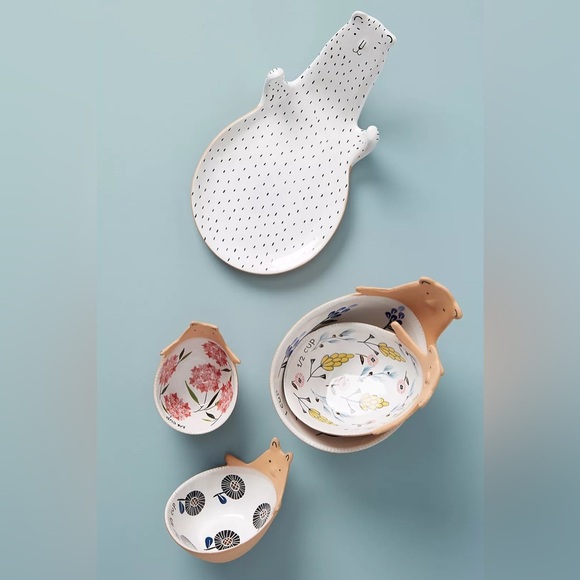 Anthropologie Ariya Ceramic Bear Set of 4 Measuring Cups NEW - Picture 3 of 16